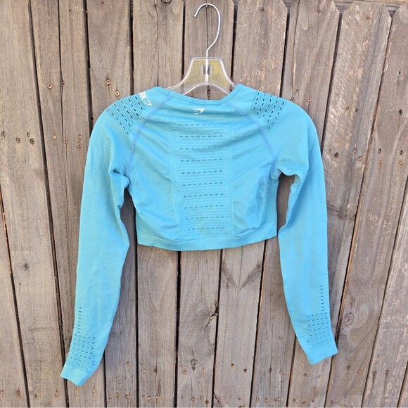 NWT Gymshark Flawless Knit Long Sleeve Seamless Crop Top Dusky Teal S - Picture 6 of 6